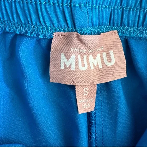 NWOT Show Me Your Mumu Irwin Blue Luxe Satin Wide Leg Pants Women's Small S - Picture 7 of 10